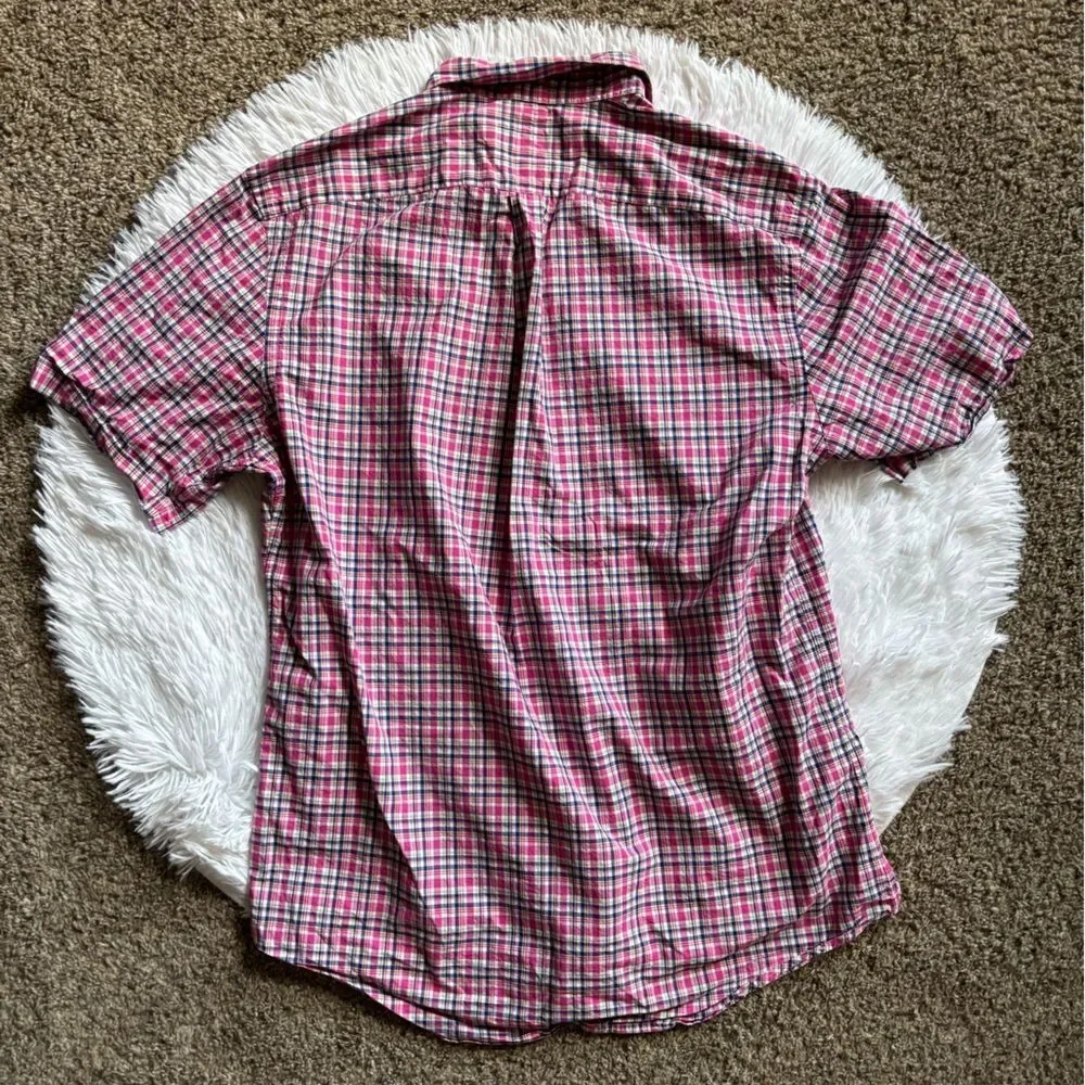 Ralph Lauren Button Down Shirt Plaid Short Sleeves‎ Mens Size Medium